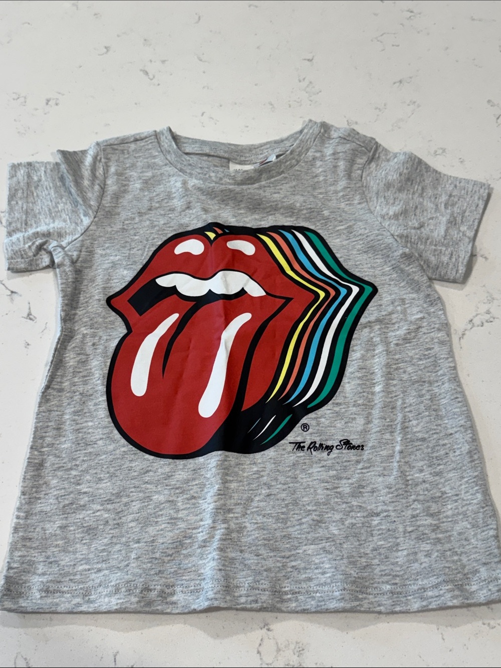 Kids Gray Rolling Stones Tongue Graphic Tee Boy Girl Unisex Rock & Roll Band